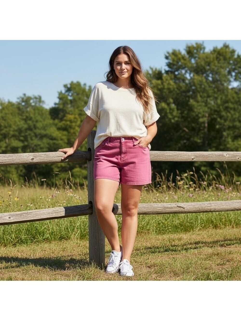 Slink Pink Curvy Denim Shorts Size 16
